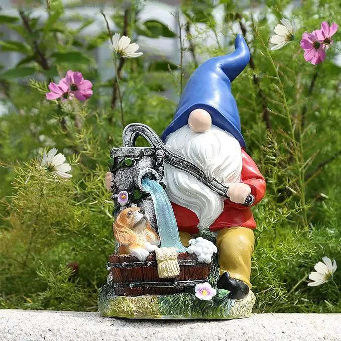 Garden Gnome Statue, Gnome Decoration for Yard with Blue Solar Light, Patio Porch Yard Garden Decor for Outside, Lawn Ornament by GreenHaven Gardens
