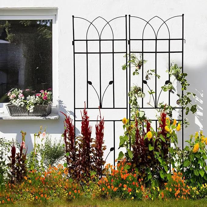 4 Pack Metal Garden Trellis 71" Black Fence Rustproof Garden Trellis for Climbing Plants Support Roses Flower Outdoor Lawn, Black by GreenHaven Gardens