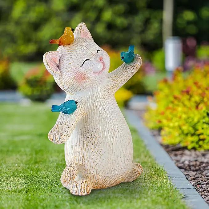 Cat Solar Light for Garden Decor - Outdoor Cat Figurines with Solar Lantern for Yard Patio Lawn Balcony Ornaments - Garden Gifts for Mothers Day, Grandma, Easter by GreenHaven Gardens