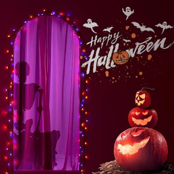 Halloween 200 LED String Lights, 72FT Orange and Purple Halloween Lights Outdoor Decorative,11 Modes with Remote Plug in Halloween Indoor Lights for Halloween Yard Party Decorations by GreenHaven Gardens