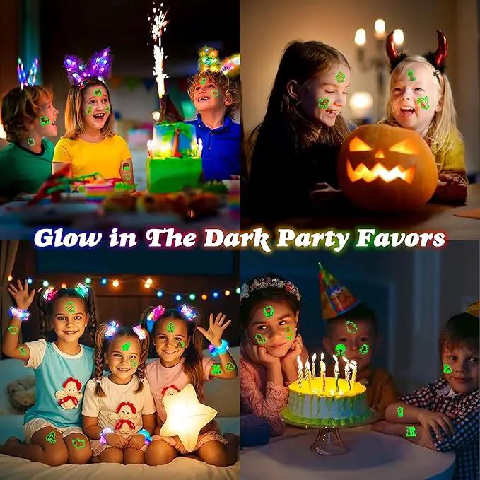 96 PCS Farm Barnyard Animal Glow In The Dark Pre-Cut Temporary Tattoos Sticker 1st First 2nd Birthday Decorations Party Favors Supplies Gift Boy Girl Farmhouse Tattoo School Reward Themed (Luminous) by GreenHaven Gardens