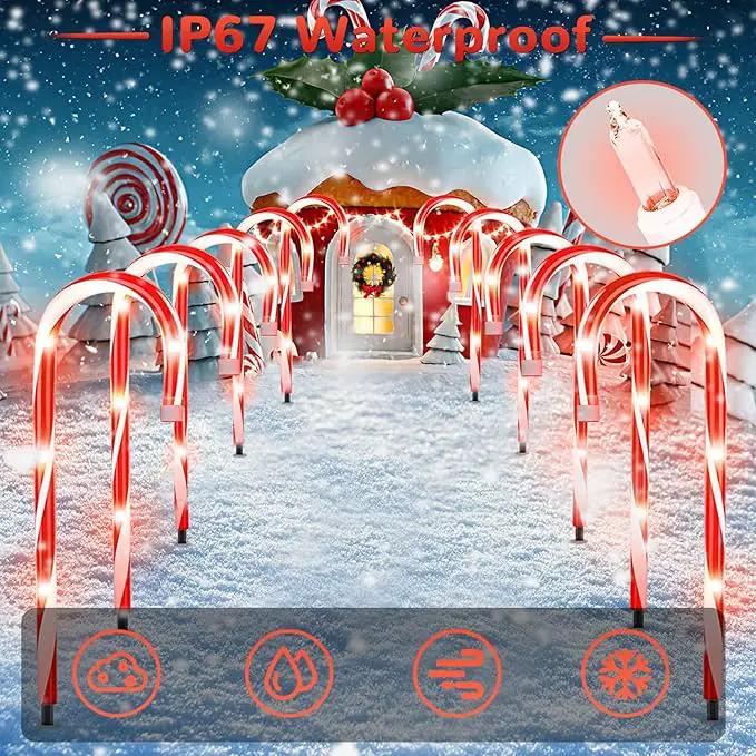 Christmas Candy Cane Pathway Makers Lights, 10 inch Set of 10 Candy Canes Lights Outdoor, Candy Cane Lights Christmas Decorations Outdoor by GreenHaven Gardens