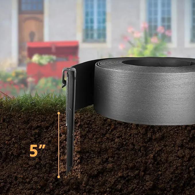Landscape Edging Kit, Include 4 Inch High 120 Feet Length Terrace Board, 60 Durable Spikes, Edging Pruning Shear, Rubber Mallet Hammer, Black by GreenHaven Gardens