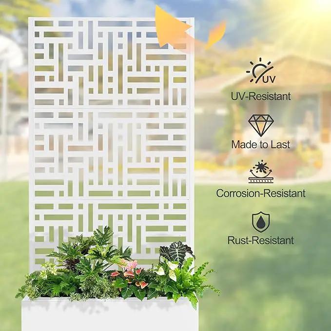 Raised Garden Bed with Trellis and Wheels,73"x35"x16" Metal Raised Garden Bed,White Modern Metal Planter with Climbing Trellis for Vines & Vegetables by GreenHaven Gardens