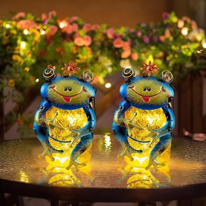 2 Pack Frog Solar Lantern,Jar Solar Lanterns Outdoor Waterproof Frog Hanging Solar Lantern,Outdoor Solar Lanterns with String Light for Garden Table Decor by GreenHaven Gardens