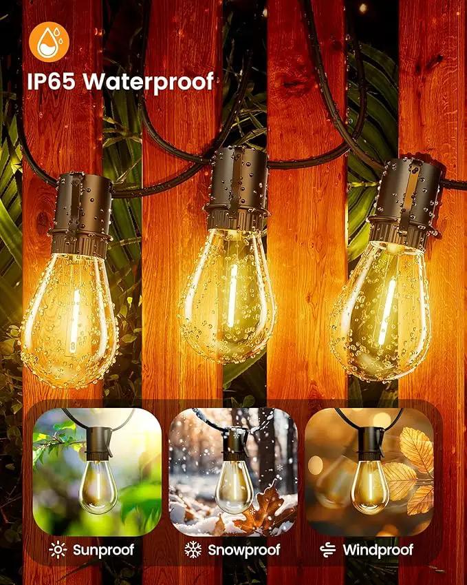 150FT Outdoor String Lights LED, 45+3 S14 Bulbs Shatterproof, IP54 Waterproof Dimmable for Large Outdoor Events, Resorts, Hotel Lighting - Commercial Grade Connectable by GreenHaven Gardens