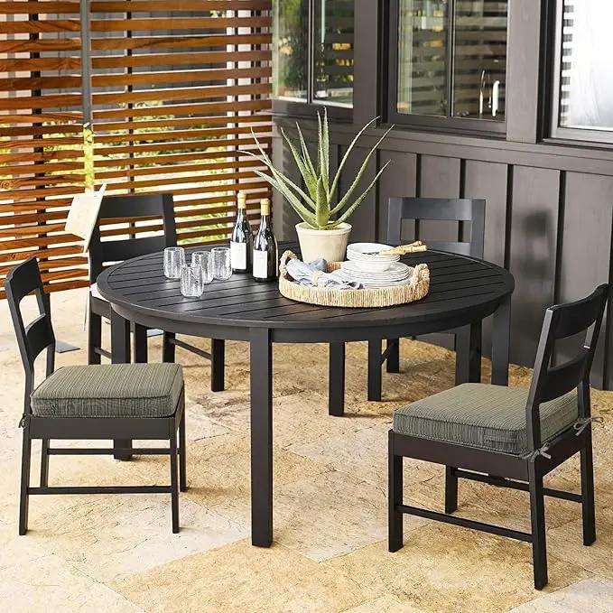 Outdoor Square Corner Seat Cushion, 18.5"x16"x3", Set of 4, Non Slip Seat Cushion Pads with Removable Cover for Patio Furniture, Garden Yard Lawn, Dark Black Tan Stripe by GreenHaven Gardens