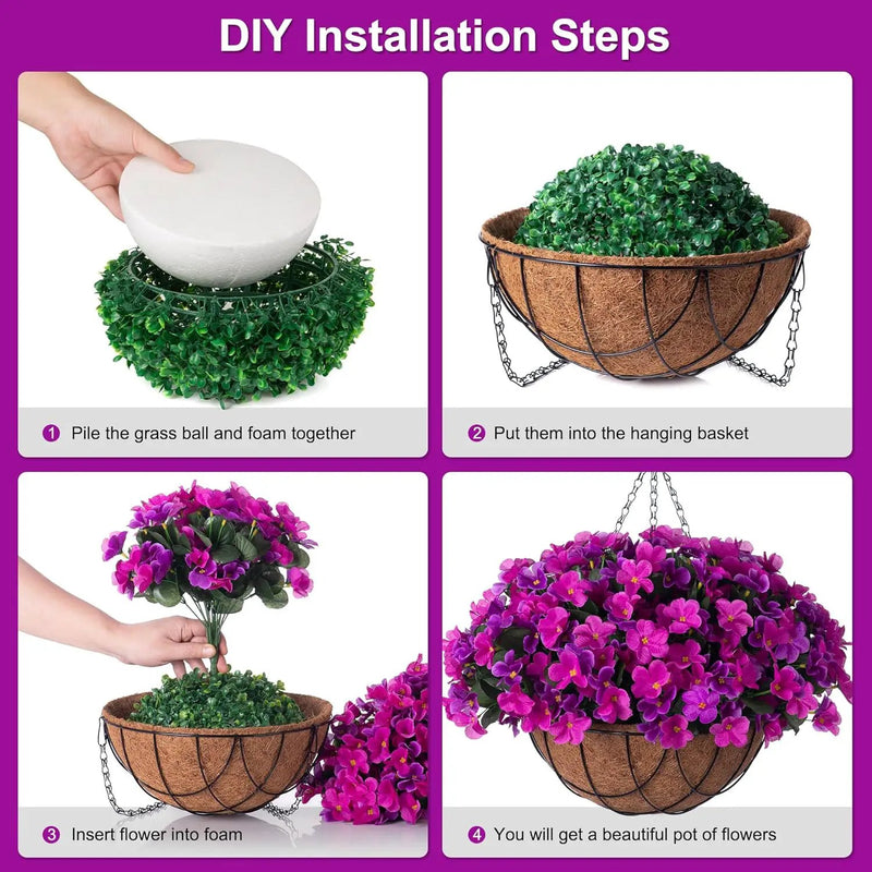 Artificial Hanging Flowers with 12" Basket Outdoor Spring Summer Decor, Fake Hydrangea UV Resistant Arrangements in Pot Planter Decor for Indoor Porch Garden Yard(Double Lotus) by GreenHaven Gardens