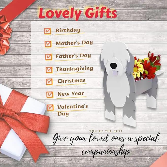 English Shepherd Dog Planter Plant Pots,Cute Garden Dog Flower Planter,Dog Planters Birthday Gifts for Women,Office,Indoor/Outdoor Decor（9.45 * 6.38 * 13.39in） by GreenHaven Gardens