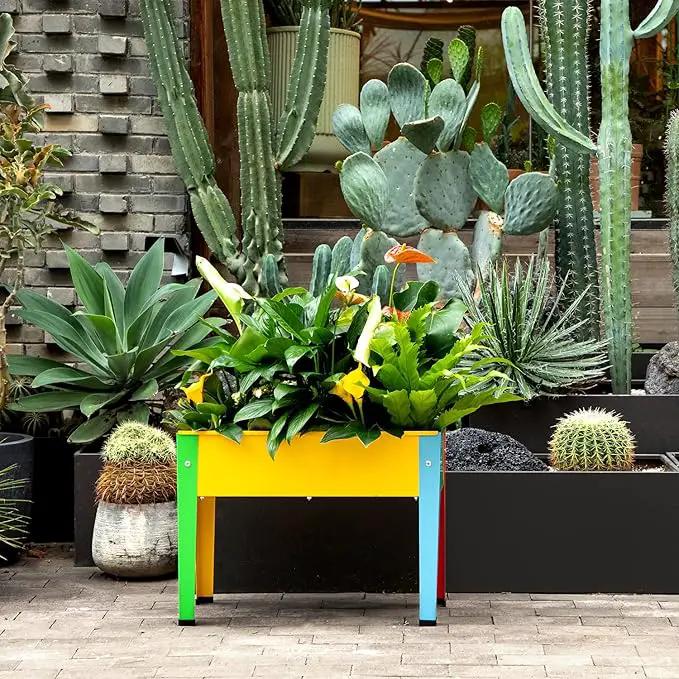 Raised Garden Bed With Legs, Galvanized Planter Box for Herbs and Vegetables (Multi-Colored) by GreenHaven Gardens