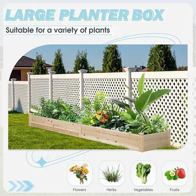 8 Feet Outdoor Wooden Raised Garden Bed, Elevated Planting Planter Box Kit for Vegetables Fruits Grow Yard Gardening, Natural by GreenHaven Gardens