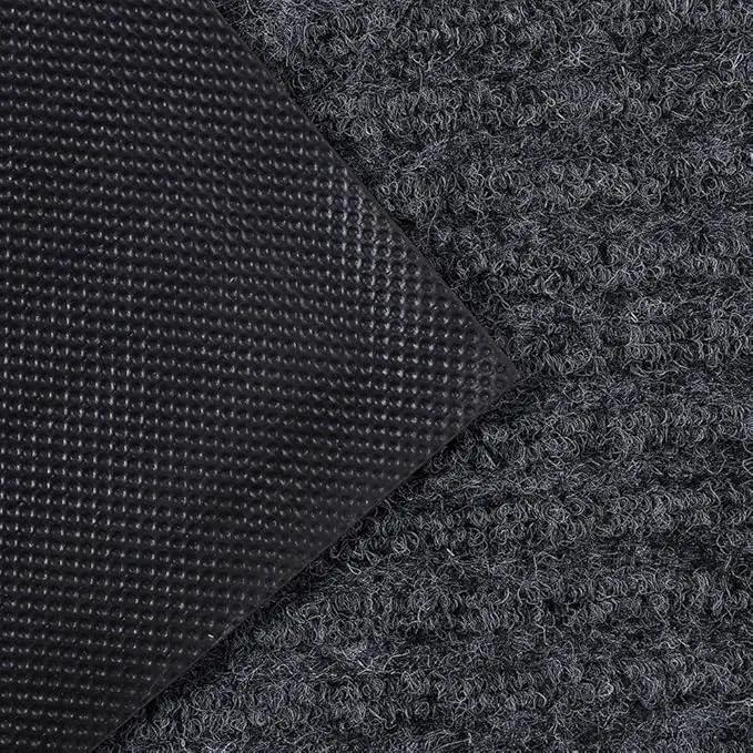 Fani Heavy Duty Large Grey Striped Floor Door Mat - Waterproof Low Profile Home Rug with Anti-Skid Rubber Back (Gray, 23" x 35") by GreenHaven Gardens