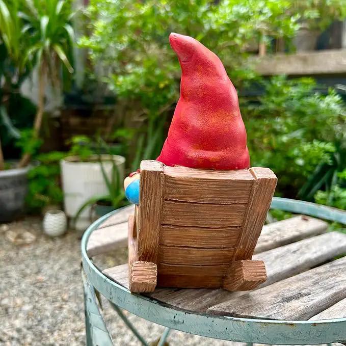 Drinking Coffee Faceless Garden Gnome Statue Decoration 7.1" Figurine Ornament for Indoor Outdoor Home Patio Yard Lawn by GreenHaven Gardens