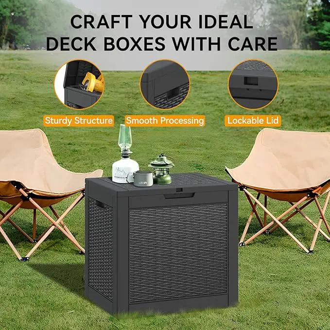 KAMABOKO 31 Gallon Outdoor Storage Box, Resin Deck Boxes Indoor and outdoor, Waterproof Storage Box Lockable Lid for Garden Tools, Package Delivery, Pool Supplies, Patio Cushions, Black by GreenHaven Gardens