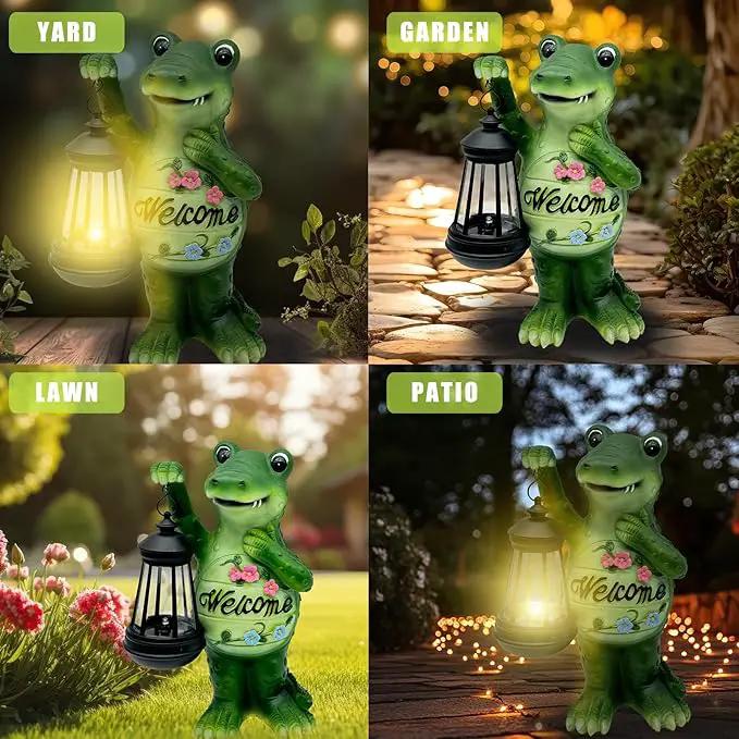 Solar Lantern Garden Alligator Statues Decor, Outdoor Crocodile Figurine Lights for Yard Patio Decoration - Unique Christmas Housewarming Gift for Grandma Wowen Mom by GreenHaven Gardens