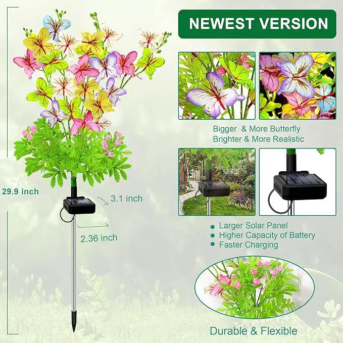 Solar Garden Lights Outdoor Waterproof,2 Packs Solar Swaying Butterfly Lights Decor,Gardening Butterfly Gifts for Mom Women,Solar Flowers Plant Lights Decorative Stakes for Yard Patio Lawn Pathway by GreenHaven Gardens
