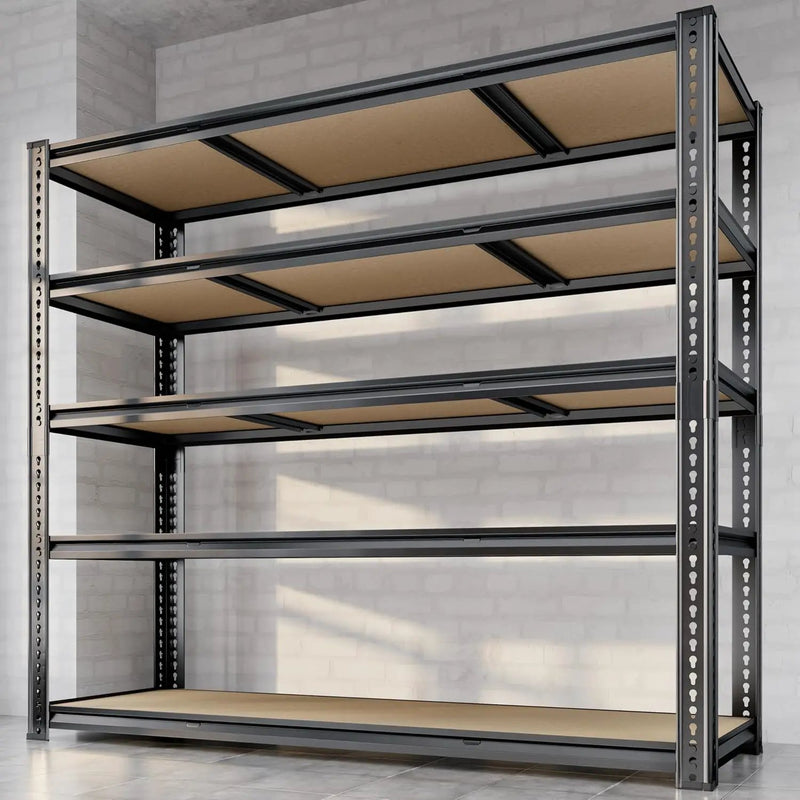 48"W Garage Shelving, 3050LBS Storage Shelves heavy duty, 5 Tier Metal Shelving Unit Adjustable Garage Shelves Heavy Duty Shelving for Warehouse,Commercial, Kitchen, 48" W × 18" D × 72" H, Black by GreenHaven Gardens