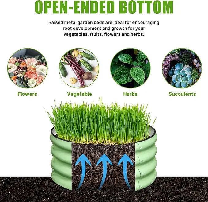 SnugNiture 2x2x1ft Round Galvanized Raised Garden Bed Kit Outdoor, Metal Planter Box for Planting Plants Vegetables, Green by GreenHaven Gardens
