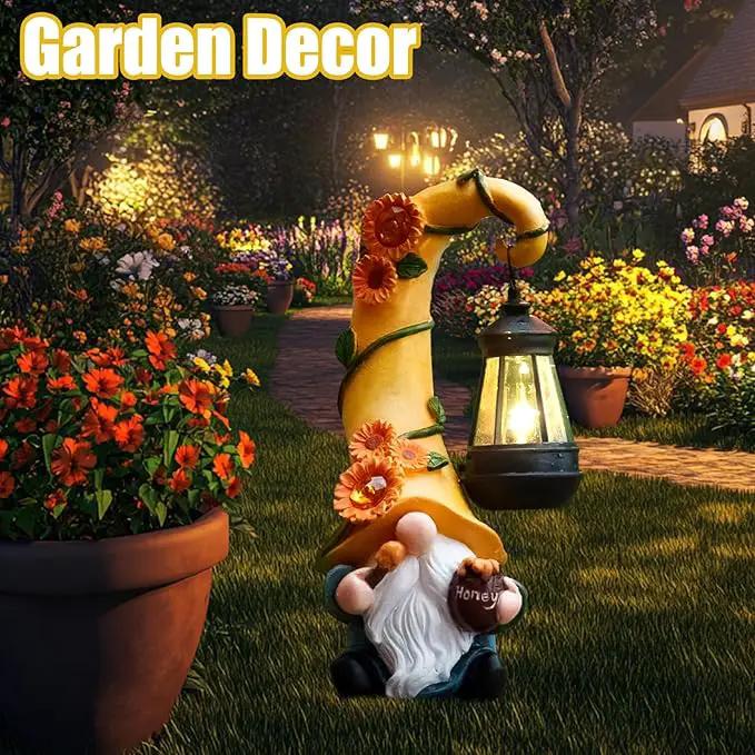 Twinbling12 Solar Sunflower Gnome Garden Statues Honey Bee jar Decor with LED Lantern Outdoor Summer Gnomes Decorations Patio Yard Balcony Art Gifts for Women Mom Grandma by GreenHaven Gardens