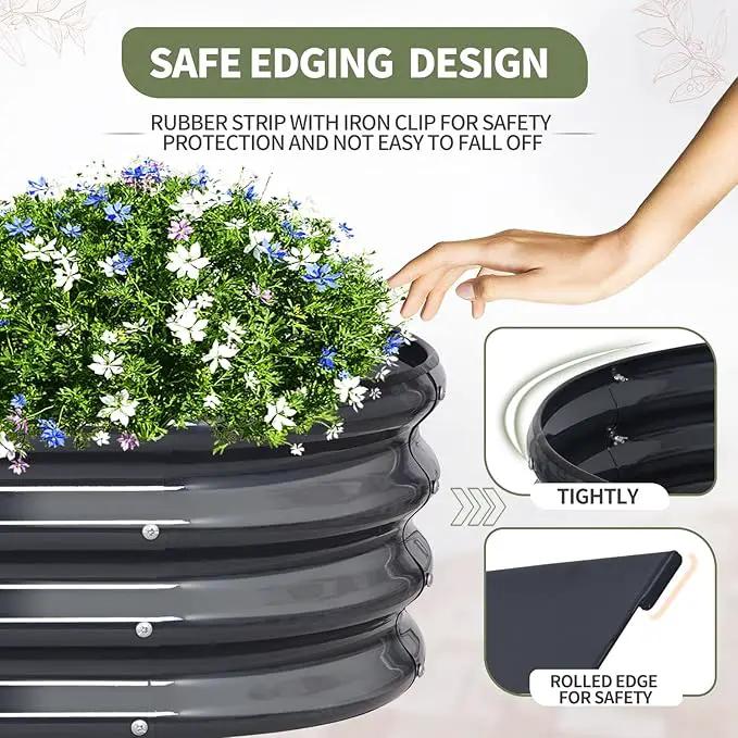 Galvanized Raised Garden Bed Outdoor- Raised Beds for Gardening| Metal Planter Box, Steel Raised Garden Bed Kit with Safety Edging and Gloves for Vegetables, Flower, Herbs (8x2x1FT, Gray) by GreenHaven Gardens