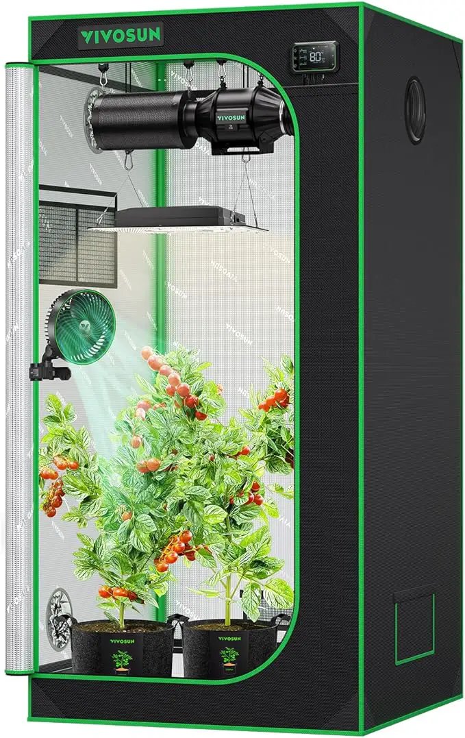 VIVOSUN S276 32"x32"x63" Grow Tent, High Reflective Mylar with Observation Window and Floor Tray for Hydroponics Indoor Plant for VS1500 by GreenHaven Gardens