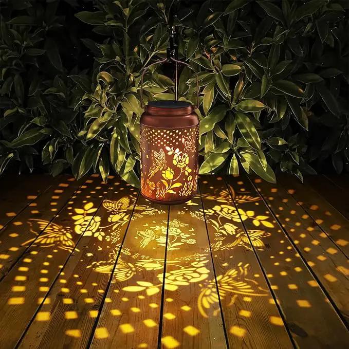 Rose Butterfly Decoration Solar Lanterns Outdoor Waterproof Garden Decor Gifts for Women Mon Grandma Metal Hanging Solar Lights for Outside LED Lanterns for Yard, Patio by GreenHaven Gardens