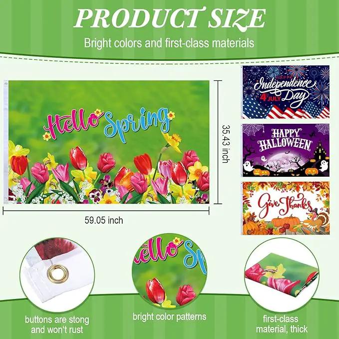 12 Pcs Seasonal Garden Flag 3 x 5 ft Yard Flags for Outside Double Sided Holiday Banner with Grommets for Spring Summer 4th of July Outdoor Banner Decorations by GreenHaven Gardens