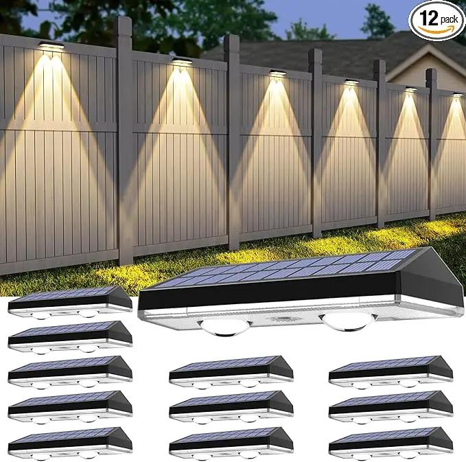 Solar Fence Lights ,RGB & Warm White & 6 Colors Bright Lens LED Dusk to Dawn Deck Light, Fence Solar Lights Outdoor Waterproof, Solar Outdoor Lights for Backyard/Railing/Wall/Step/Patio/Pool (12Pack) by GreenHaven Gardens