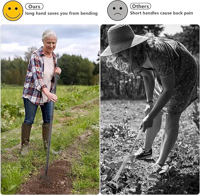 Hoe Garden Tools, 37-49 Inch Gardening Tools for Weeding, Stirrup Hoe Long Handle for Yard Weed Puller, Scuffle Hula Adjustable Weeding Loop Hoe for Lawn, Vegetable, Soil, Planting Black by GreenHaven Gardens