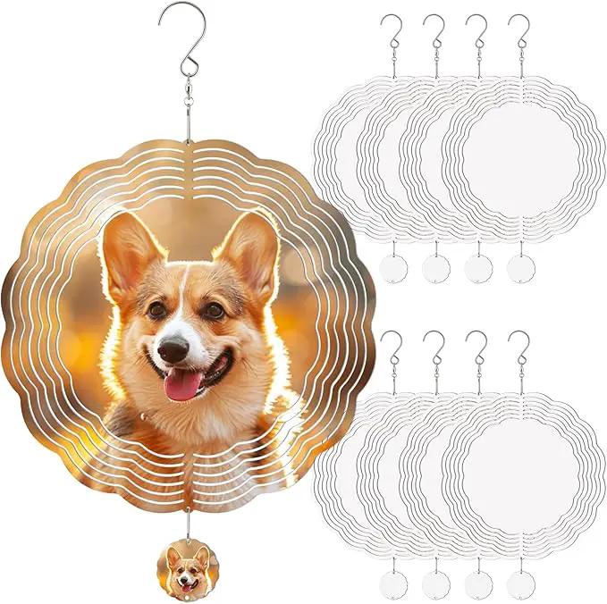 Sublimation Wind Spinner Blanks, 8 Pack 10 Inch 3D Aluminum Metal Hanging Wind Spinner Bulk Sublimation Blanks for Garden Yard Outdoor, Window Porch Decoration for Heat Press Transfer DIY Gift by GreenHaven Gardens