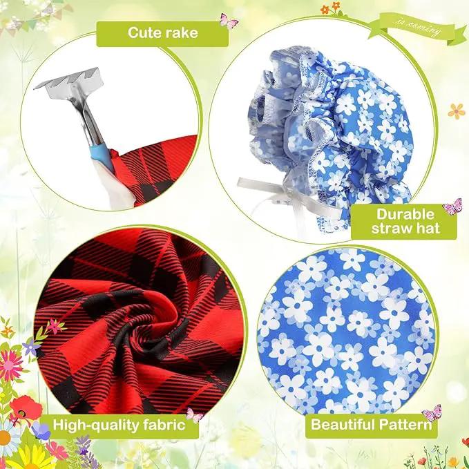 2 Set Spring Goose Outfit Blue Lawn Porch Goose Cloths Farmer Plastic Goose Costume for 23" Cement Goose Spring Outdoor Patio Yard Lawn Decoration by GreenHaven Gardens