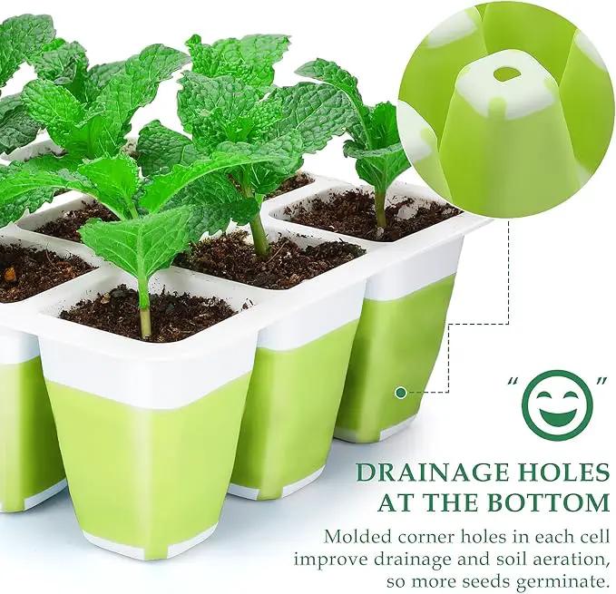 10pcs Reusable Seed Starter Tray, 120 Cells Seed Starter Kit, Silicone Seedling Starter Trays for Starting Plant Seeds with Flexible pop-Out Cells, Indoor Gardening Plant Germination Trays by GreenHaven Gardens
