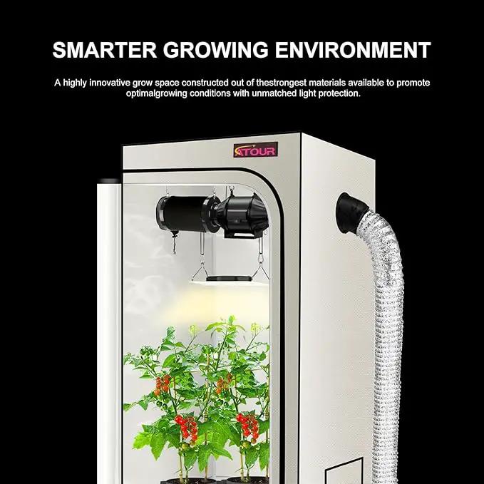 ATOUR 1.5‘x1.5' LED Grow Light Specil Tent, 18"x18"x32"High Reflective PE Film Grow Tent, 1680D High Strength Canvas Plant Tent with Observation Window & Floor Tray for Hydroponics Indoor Plant by GreenHaven Gardens