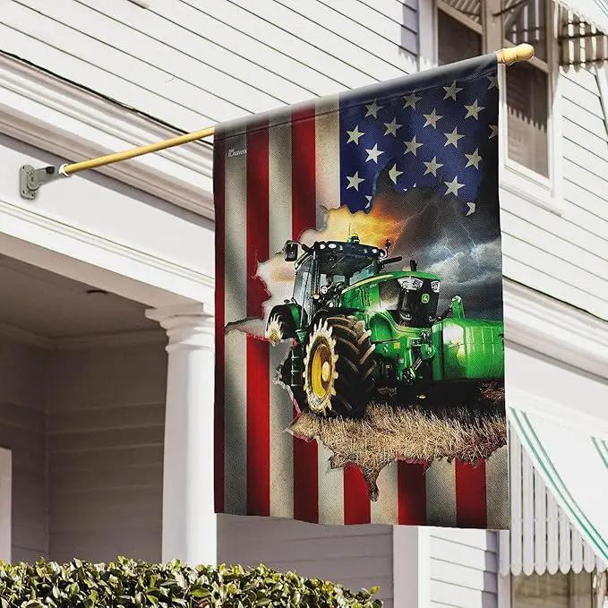 FLAGWIX American Flags, Farmer Tractor Flags - 4th of July Decorations for Home, Outside, House Flags 30x40, Tractor Farmer American Flag - Double Sided Heavy Duty Canvas, Decorative Outdoor Flags by GreenHaven Gardens