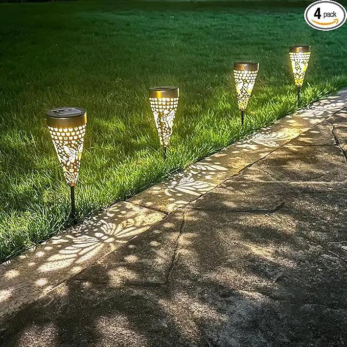 4-Pack Butterfly Outdoor Decor Solar Pathway Lights, Metal Landscape Lighting for Outside Use: Patio, Yard, Lawn, Backyard, Walkway, Driveway – Gifts for Women, Mother, Grandmother by GreenHaven Gardens