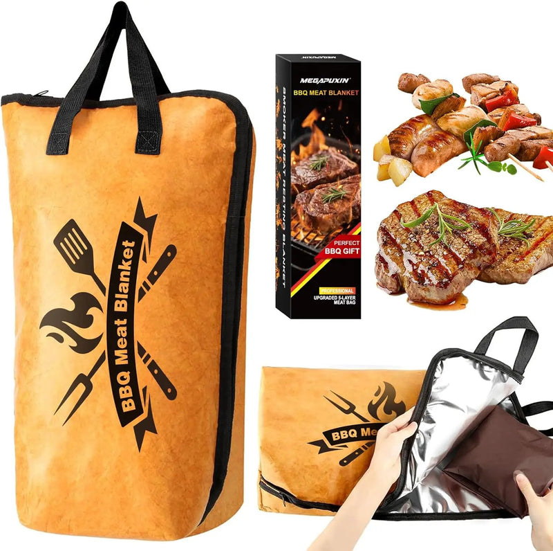 BBQ Blanket for Resting Meat, 22 in Smoker Meat Resting Blanket, Reusable Smoker Grilling Meat Insulated Resting Bag with Wide Mouth for Large Gifts for Men/Dad with Box, Brown by GreenHaven Gardens