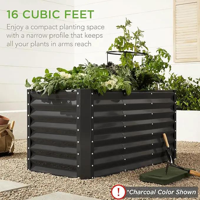 Best Choice Products 4x2x2ft Outdoor Metal Raised Garden Bed, Deep Root Planter Box for Vegetables, Flowers, Herbs, and Succulents w/ 119 Gallon Capacity - Sage Green by GreenHaven Gardens
