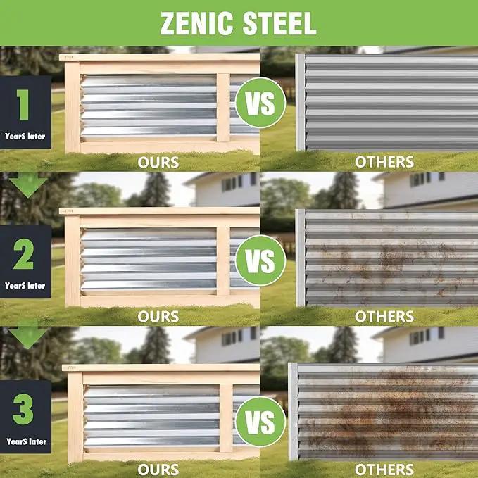 Wood Raised Garden Bed Outdoor Plant Box Planters for Outdoor 4X2X1.2 FT Plants with Galvanized Metal for Herbs Vegetables Flowers Great Patio Deck Balcony by GreenHaven Gardens