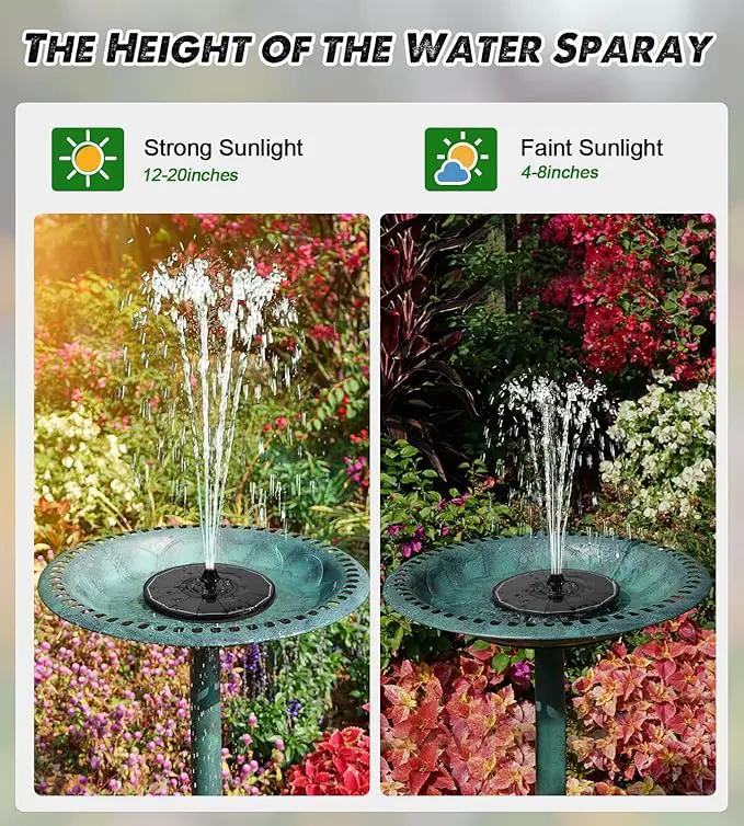 Solar Fountain Glass Panel with 2200 mah Battery, 3.5W Floating Solar Water Fountain with 4 Fixed Rods, Solar Fountain Pump for Bird Bath, Garden, Pond, Pool, Outdoor-Colorful Lights by GreenHaven Gardens
