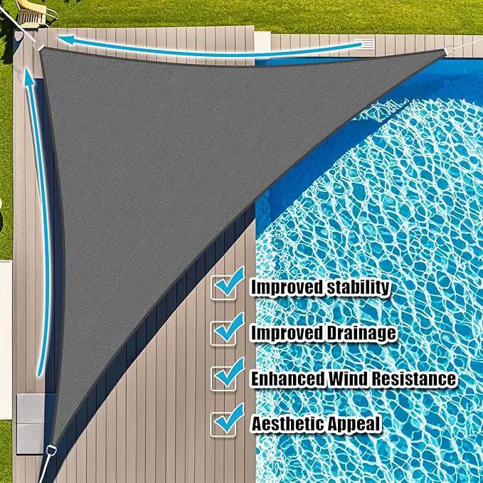 Amagenix Sun Shade Sail 5'X5'X5' Curved Edge Outdoor Shade Canopy Dark Grey Breathable 95% UV Block Shade Cloth for Patio Garden Backyard (We Make Custom Size) by GreenHaven Gardens