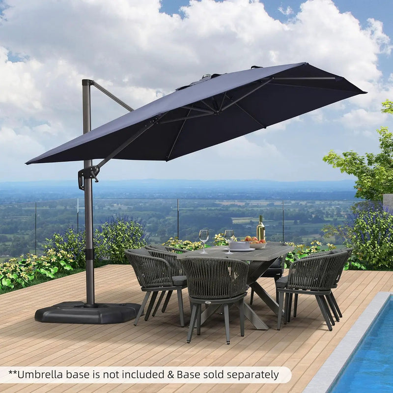 PURPLE LEAF 9' X 11.5' Patio Umbrella Outdoor Cantilever Rectangle Umbrella Aluminum Offset Umbrella with 360-degree Rotation for Garden Deck Pool Patio, Navy Blue by GreenHaven Gardens