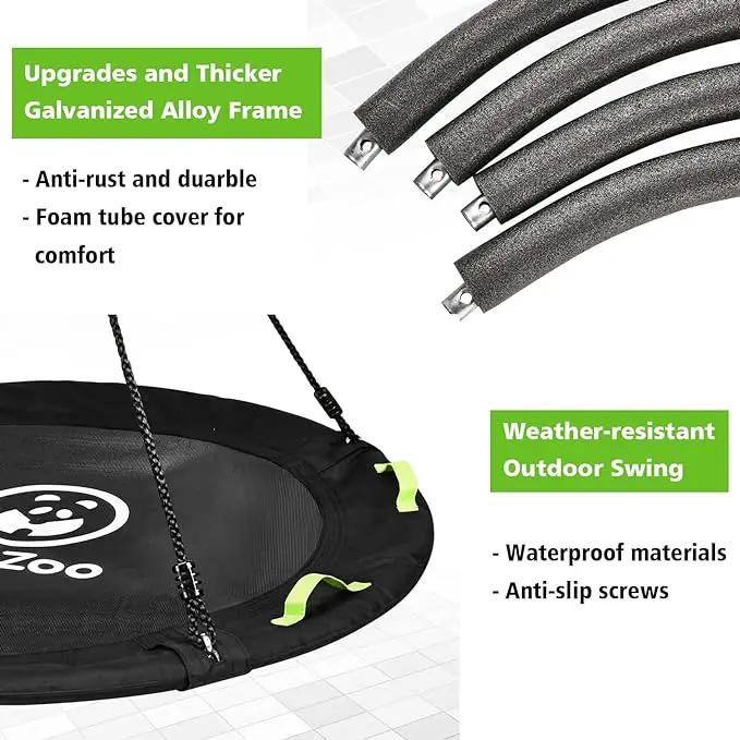 Tree Swing, 60 inch Larger Saucer Swing for Whole Family, 900lbs Weight Capacity, with Adjustable Hanging Straps, for Outdoor Backyard, Gifts for Kids, Black by GreenHaven Gardens