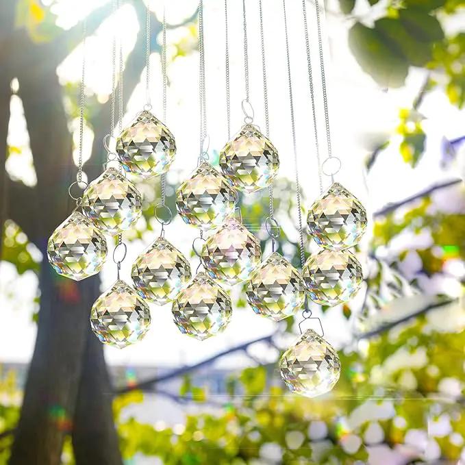 MerryNine 6 Pcs 40mm Clear Crystal Ball Prism Sun Shine Catcher Rainbow Pendants Maker, Hanging Crystals Prisms for Windows, for Feng Shui, for Gift (1.6"/40mm 6Pack) by GreenHaven Gardens