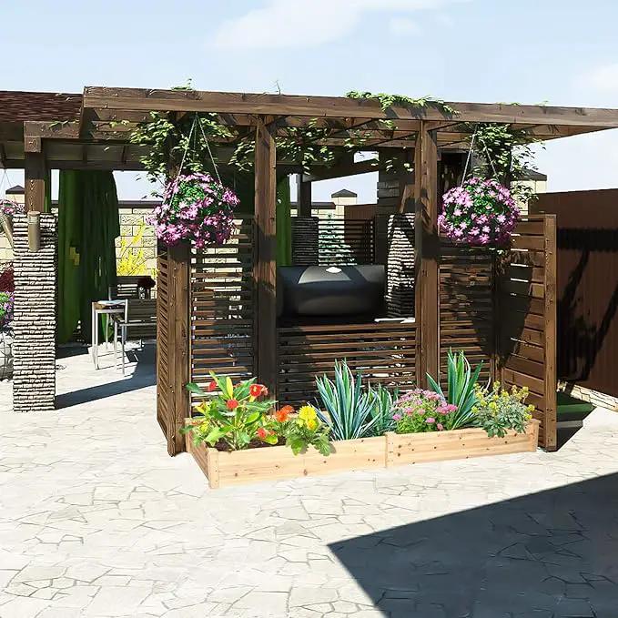 Giantex Raised Garden Bed Planter, Wooden Elevated Vegetable Planter Kit Box Grow for Patio Deck Balcony Outdoor Gardening, Natural by GreenHaven Gardens