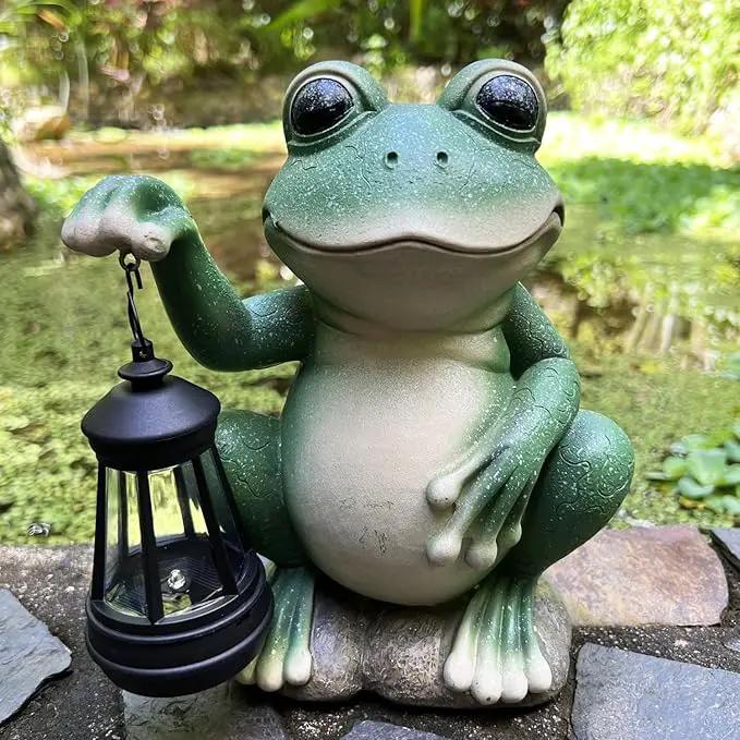 YODY Solar Garden Statues Outdoor Decor- Yard Decorations for Patio, Balcony, Backyard, Lawn Ornaments - Frog Figurines with LED Light- Unique Birthday House Warming Gifts for Women, Mom, Dad by GreenHaven Gardens