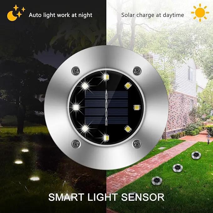 ZGWJ Solar Ground Lights,8 LED Disk Lights Upgraded Outdoor Garden Lights Landscape Lights for Lawn Pathway Yard Deck Patio Walkway White, 8 Pack by GreenHaven Gardens