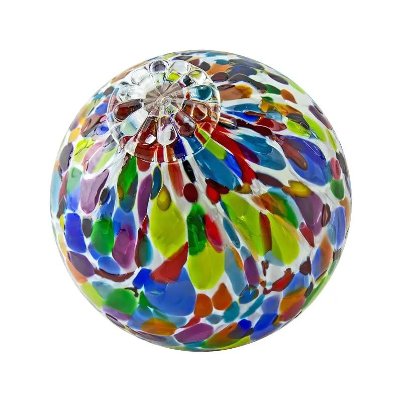Pond Float. Handmade Blown Glass, Garden Gazing Ball, Table Centerpiece, Assorted sizes available. Home and Patio Decor. Artist Dehanna Jones. Seattle, WA. (White Rainbow MM) by GreenHaven Gardens