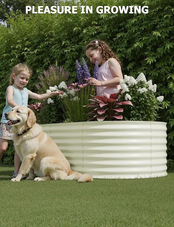 6x3x2 ft Raised Garden Bed,Galvanized Raised Planter Boxes Outdoor with Easy Assembly, Large Garden Bed for Vegetables, Fruits, Flower,Raised Garden Bed,Beige by GreenHaven Gardens
