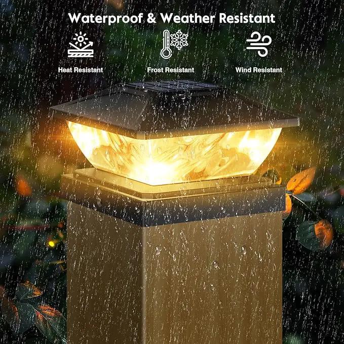 Solar Post Cap Lights Outdoor: 2 Pack 16 LED Fence Post Solar Lights, Solar Powered 2 Lighting Modes 4x4 Post Solar Lights for Garden Patio Deck Step Decor, Fit 3.5x3.5 5x5 Vinyl Wooden Lamp Post by GreenHaven Gardens