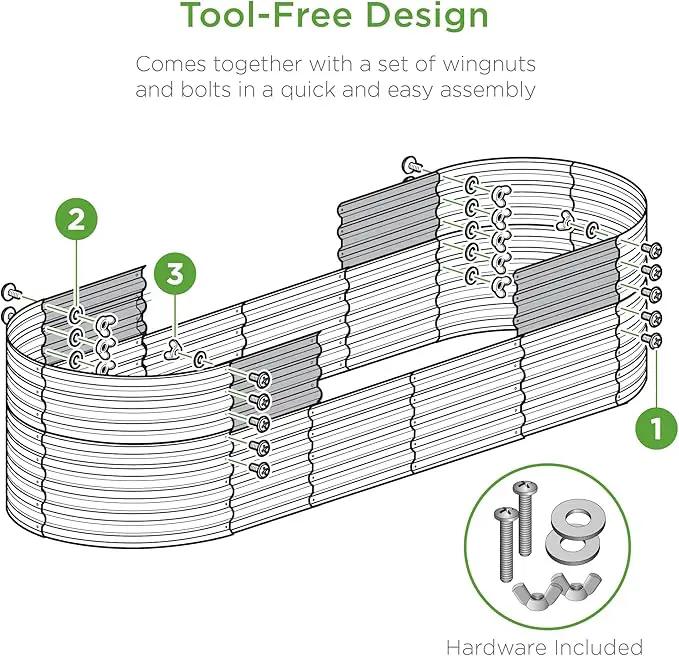 Best Choice Products 4x2x2ft Outdoor Metal Raised Garden Bed, Oval Deep Root Planter Box for Vegetables, Flowers, Herbs, and Succulents w/ 101 Gallon Capacity, Rubber Edge Guard - Dark Green by GreenHaven Gardens